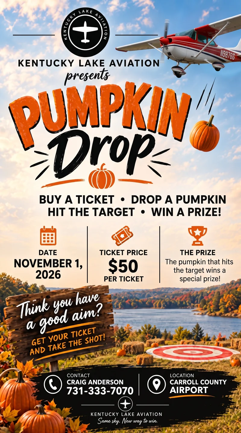 Kentucky Lake Aviation Pumpkin Drop — November 1, 2026 at Carroll County Airport